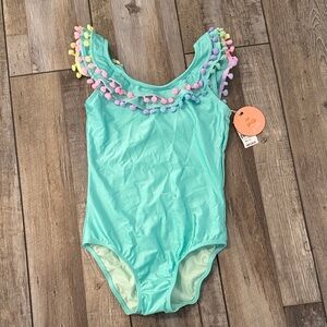 NWT PQ Swim Girls One-Piece Pom Poms